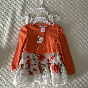 Tommy Bahama Orange and White Floral Kids Dress